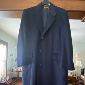 Oxxford Clothes Navy Cashmere Dress Coat